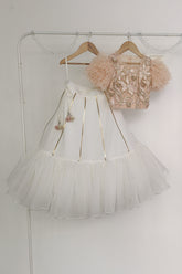 Peach and white lehenga set